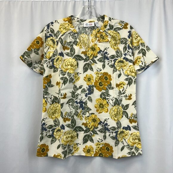 Denim & Co. Womens Multicolor Floral Split Neck Short Sleeve Blouse Top Size 2XS - Picture 1 of 8